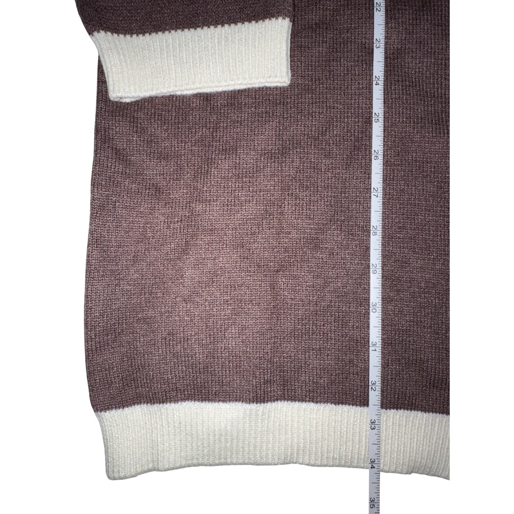 Maeve Anthropologie Brown Argyle Bow Button Longline Cardigan Sweater Medium - Picture 4 of 7